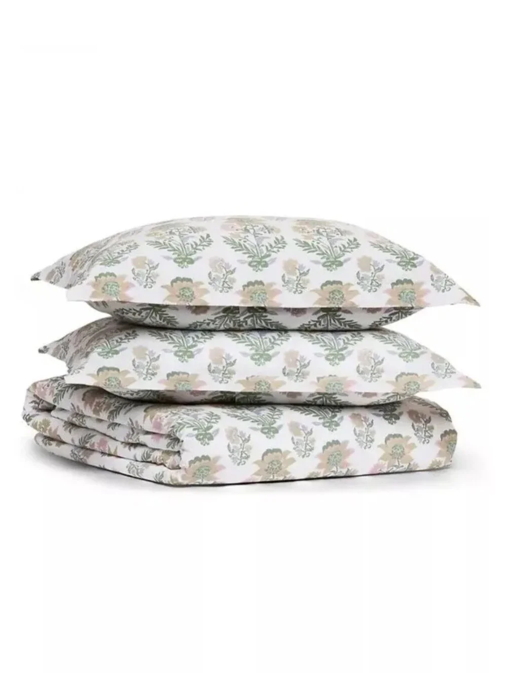 New John Robshaw Hina Floral 100% Organic Cotton King Duvet Cover W/ 2 Shams